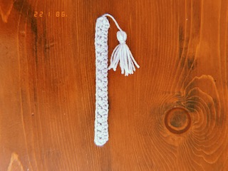 A picture of a crocheted bookmark.