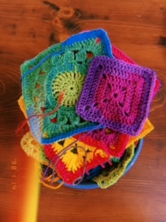 A picture of crocheted granny squares.